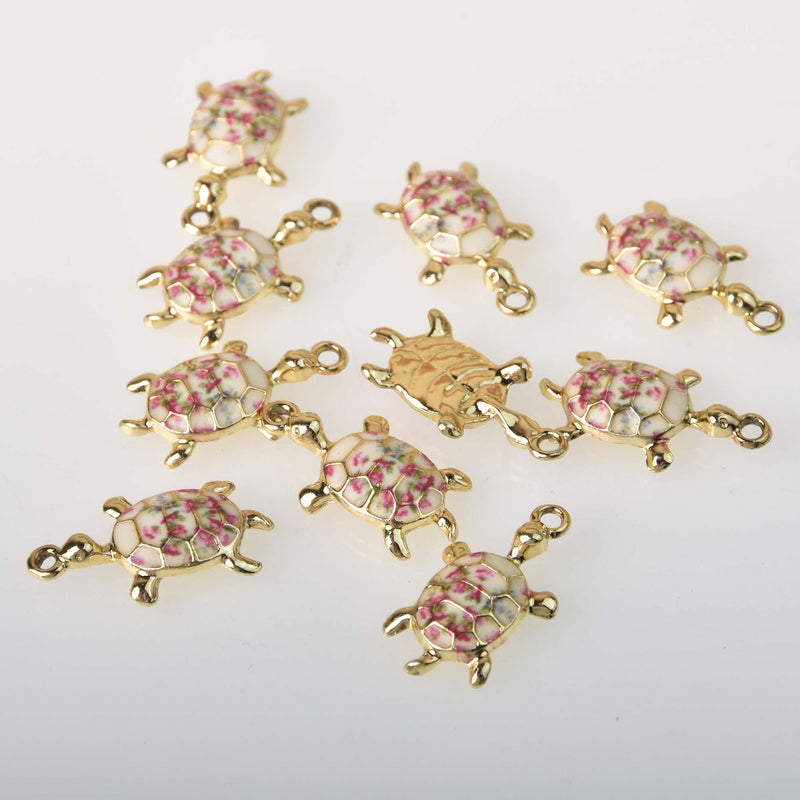 Enamel Turtle Charms with gold base, chs8354