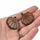 2 Wooden Pumpkin Charms, laser cut wood, chs8119