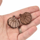 2 Wooden Pumpkin Charms, laser cut wood, chs8119