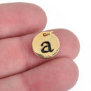 1 Letter A Gold Charm, Gold Plated Circle Disc Charm Pendant, 1/2", 13mm, chs3695
