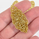4 Acrylic Leaf Charms GOLD GLITTER Laser Cut 1.75" Lca0717a