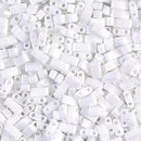 Half Tila Glass Beads Miyuki Unicorn Matte White AB TLH402FR bsd0551