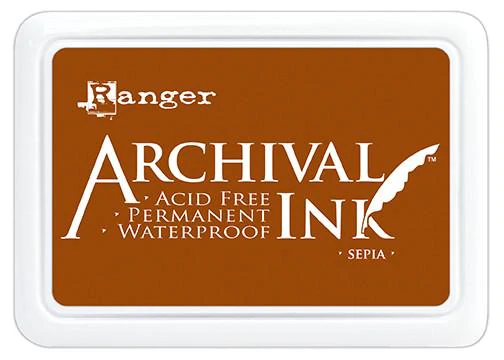 Sepia Vintage Brown Archival Ink™ Pads by Ranger, acid free permanent waterproof ink, 2x3" ink pad pap0050