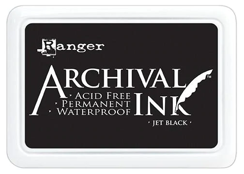 Jet Black Archival Ink™ Pads by Ranger, acid free permanent waterproof ink, 2x3" ink pad pap0048