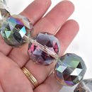 30mm NORTHERN LIGHTS Round Faceted Crystal Glass Beads, 7 beads, bgl1625