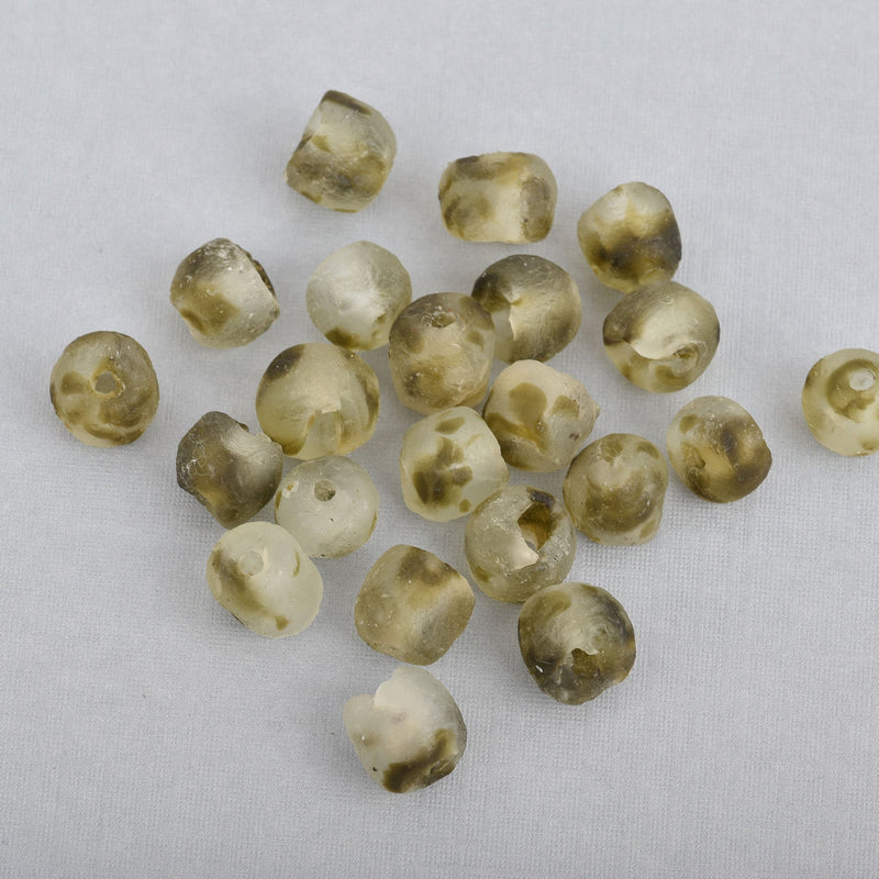10mm Matte OLIVE GREEN Glass Beads Round x10 beads bgl1684