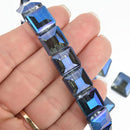 12mm BLUE MYSTIC VITRAIL Square Crystal Glass Beads x15 beads bgl1756