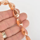6 Crystal Champagne AB Coated Teardrop Beads, Sculpted Detail, 20mm, bgl1883