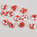 10mm to 12mm Red White Glass Rondelle African Trade Beads Recycled Glass x25 beads bgl1895