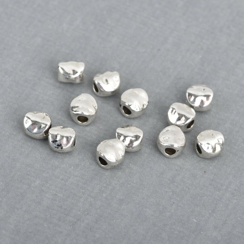 50 Silver Hammered Metal Beads, Spacer Beads, 6mm, bme0450