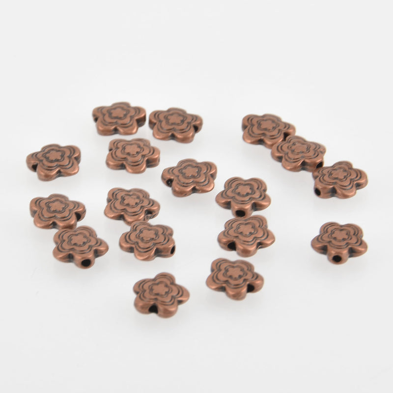 25 Copper Tone Metal DAISY FLOWER Spacer Beads 9mm bme0604