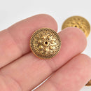 6 Gold Puffed Saucer Beads, 17mm, bme0668