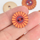 20 Wood Buttons, Mandala, 2 holes, 20mm or 3/4" diameter, but0293