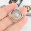2 Natural EYE AGATE Cabochon Beads 20mm Square Cushion Cut Gemstone Cab0546