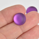 14mm Grape Purple Lunasoft Lucite Cabochons, Matte Round, x2, cab0627