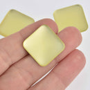 22mm Citron Yellow Lunasoft Lucite Cabochons, Matte Square, x2, cab0674