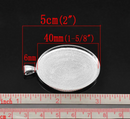 2 Bright Silver Oval Picture Frame Charm Pendant Blank for Cameo . fits cameos 40x30mm chs0460