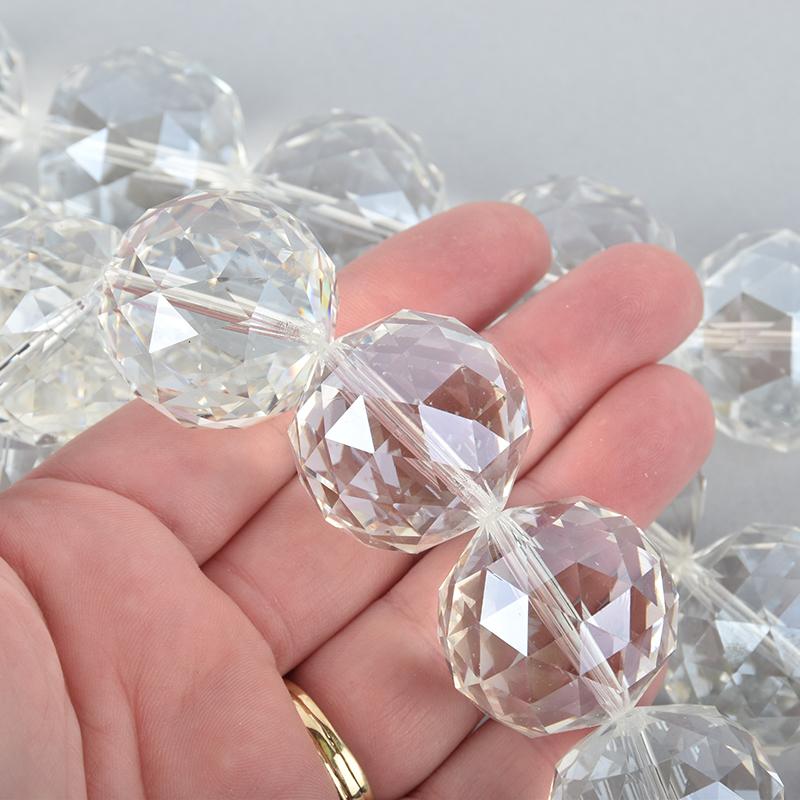 30mm MYSTIC SMOKE Round Faceted Crystal Glass Beads, Vitrail Crystal, 7  beads, bgl1792