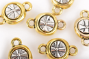10 Gold Silver Cross Charms, Connector Links, Mixed Metal Charms, 18x11mm, chs3146