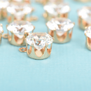 10 CLEAR RHINESTONE Crystal Drop Charms, 9mm Gold Drop Charms, Cubic Zirconia Prong Set Charms, Gold Brass Bezel, chs3167