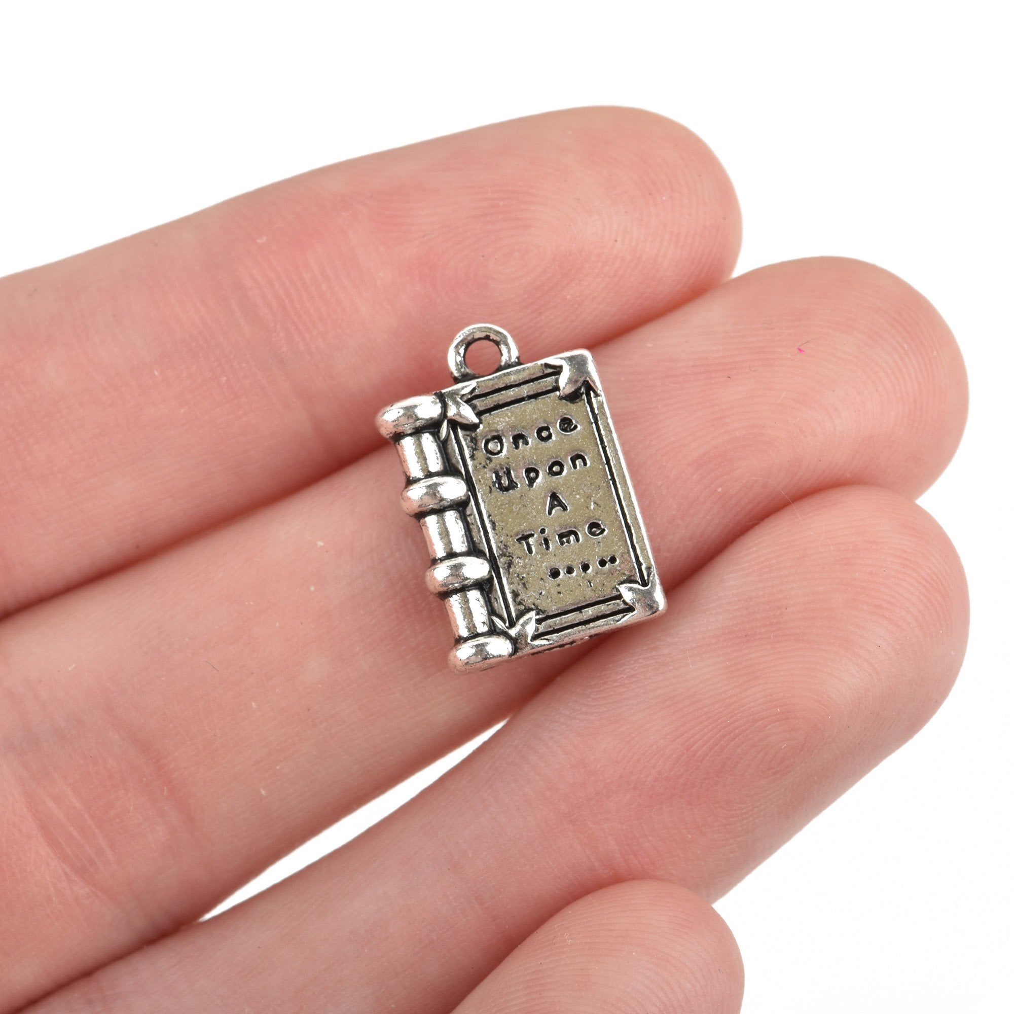 5 Book Charms, Blue Enamel with Gold Plate, 25mm, chs7539
