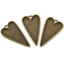 2 Bronze Bezel HEART TRAYS Pendants for Resin, Cabochons, fits 2" inside tray, chs3363