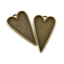 2 Bronze Bezel HEART TRAYS Pendants for Resin, Cabochons, fits 2" inside tray, chs3363