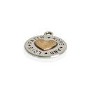 5 Silver Coin Charms, Silver Coin with Gold Heart, FAITH HOPE LOVE, round coin charms, 24x20mm, chs3449
