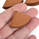 10 BROWN Felt Tassel Charms, Faux Leather Charm Pendants, gold jump ring, 1-3/8" long, chs3708