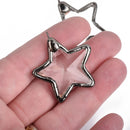 1 Crystal STAR Drop Pendant, Clear Glass, Faceted, Gunmetal Black Bail, 1.5" long, chs3956