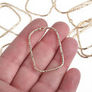 10 LARGE Gold Rectangle Frame Charms hammered metal 40x25mm chs4286