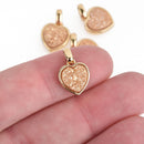 2 CHAMPAGNE Druzy Quartz Charms HEART Gold Brass 17x11mm chs4368