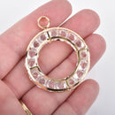 Gold Plated Crystal Cage Charm, Round RHINESTONE Crystal Charm Pendants 48x42mm, chs4529
