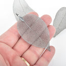 2 Real Leaf Charms GUNMETAL 2.5" to 3" long chs4537