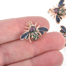 Rose Gold BEE Charm, Micro Pave Cubic Zirconia Crystals, Rhinestone Charm Pendant 24x17mm, chs4575