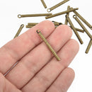 20 Bronze Stick Charms, oxidized metal 34x3mm chs4649