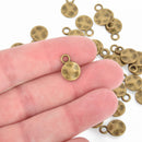 20 Bronze Drop Charms, Hammered Wavy Circle 10mm chs4681