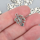 10 Silver Monstera Leaf Charms 20mm chs5021a