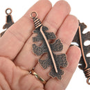 4 Copper Oak Leaf Charms 2.5" long chs5117