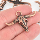 5 Copper STEER BULL SKULL, Longhorn Cow Charm Pendant, 45x30mm chs5898