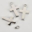 Silver Cross Cremation Religious Memorial Ash Urn Charm Locket Titanium Steel 1-1/2" chs5903