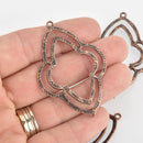 4 Copper Clover Charms, Connector Link, 2-1/4" long, chs6161