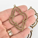 4 Bronze Clover Charms, Connector Link, 2-1/4" long, chs6253