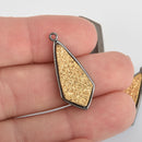 1 Gold Druzy Drop Charm with Gunmetal Bezel, chs6425