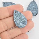 10 Blue Faux Leather Teardrop Charm Pendants Vegan Leather, 1-1/4" long chs6558