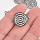 1 Gunmetal Swirl Charm, Micro Pave Connector Link, CZ crystals chs6574