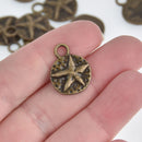 5 Bronze Starfish Charms, 17mm, chs6689