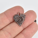 8 Copper Heart Charms, Valentines Day, 17mm, chs6817