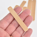 8 Gold Faux Leather Bar Charm Pendant Vegan Leather, 2-5/8" long chs6832