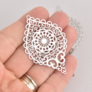 2 Metal Teardrop Charms Filigree Silver, 2-1/4" long chs7009